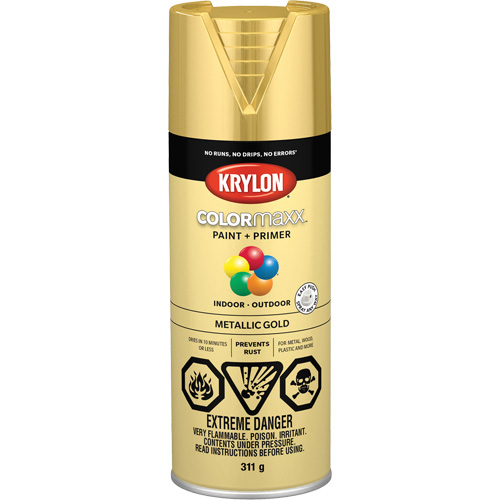 Krylon Industrial 455880007 COLORmaxx Metallic Paint, Metallic Gold, Metallic, 12 oz., Aerosol Can
