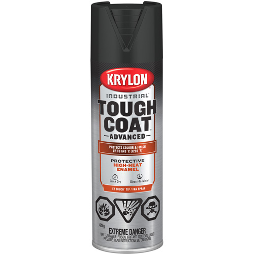 Krylon Industrial 400769008 Industrial Tough Coat&reg; Advanced High Heat Paint, High-Heat Black, Flat Finish, 425 g, Aerosol Can