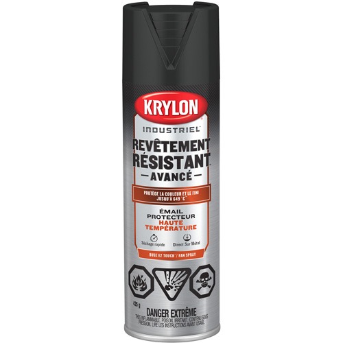 Krylon Industrial 400769008 Industrial Tough Coat&reg; Advanced High Heat Paint, High-Heat Black, Flat Finish, 425 g, Aerosol Can