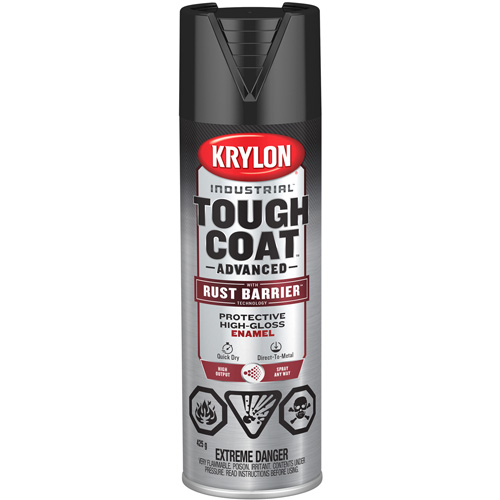 Krylon Industrial 400799008 Peinture Tough Coat avec technologie Rust Barrier, Noir, Tr&egrave;s brillant, 425 g, Canette a&eacute;rosol