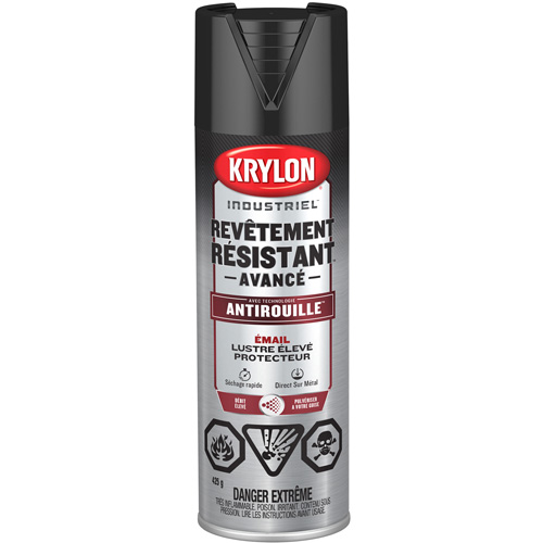 Krylon Industrial 400799008 Peinture Tough Coat avec technologie Rust Barrier, Noir, Tr&egrave;s brillant, 425 g, Canette a&eacute;rosol