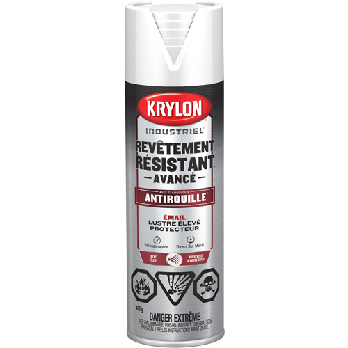 Krylon Industrial 400929008 Peinture Tough Coat avec technologie Rust Barrier, Blanc, Tr&egrave;s brillant, 425 g, Canette a&eacute;rosol