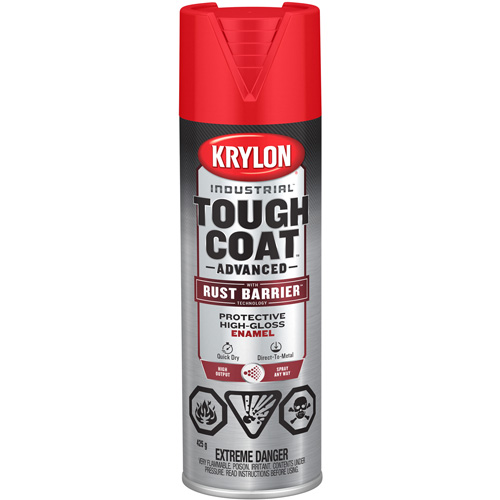 Krylon Industrial 400649008 Peinture Tough Coat avec technologie Rust Barrier, Rouge brillant, Tr&egrave;s brillant, 425 g, Canette a&eacute;rosol