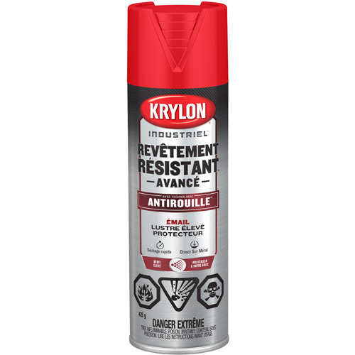Krylon Industrial 400649008 Peinture Tough Coat avec technologie Rust Barrier, Rouge brillant, Tr&egrave;s brillant, 425 g, Canette a&eacute;rosol