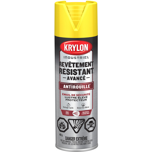 Krylon Industrial 400439008 Tough Coat&reg; Advanced Paint with Rust Barrier Technology, Safety Yellow, High-Gloss, 425 g, Aerosol Can