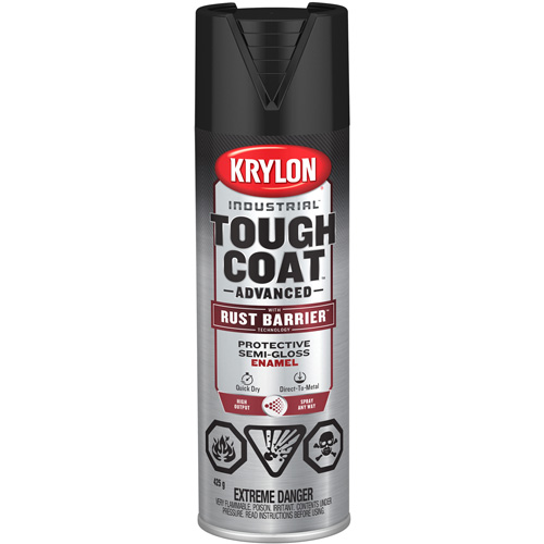 Krylon Industrial 400779008 Tough Coat&reg; Advanced Paint with Rust Barrier Technology, Black, Semi-Gloss, 425 g, Aerosol Can