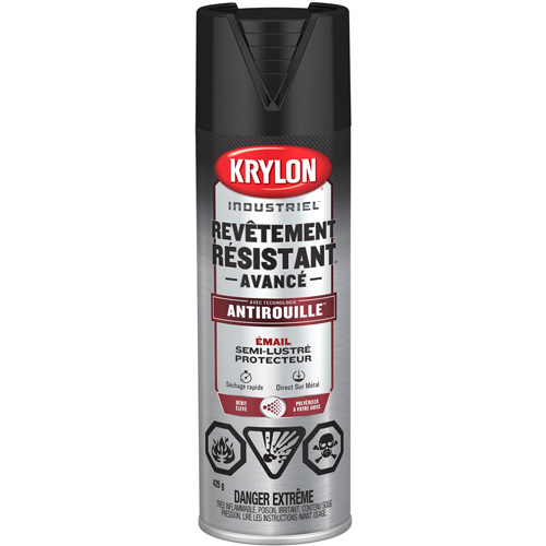 Krylon Industrial 400779008 Tough Coat&reg; Advanced Paint with Rust Barrier Technology, Black, Semi-Gloss, 425 g, Aerosol Can