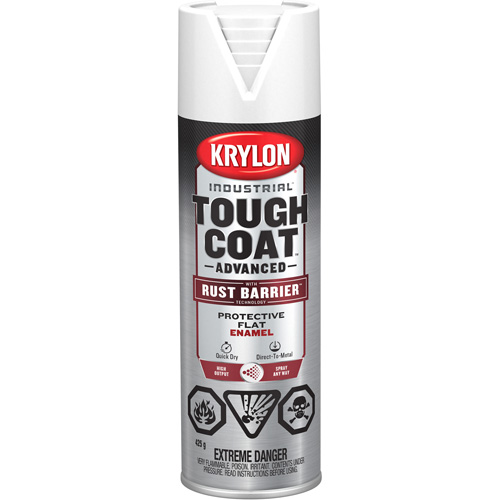 Krylon Industrial 400909008 Tough Coat&reg; Advanced Paint with Rust Barrier Technology, White, Flat Finish, 425 g, Aerosol Can