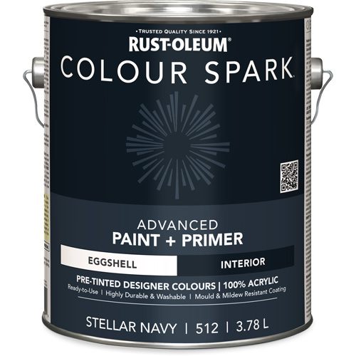 Rust-Oleum 374069 Colour Spark Interior Pre-Tinted Paint + Primer Wall Paint, Stellar Navy, Eggshell, 3.78 L, Gallon