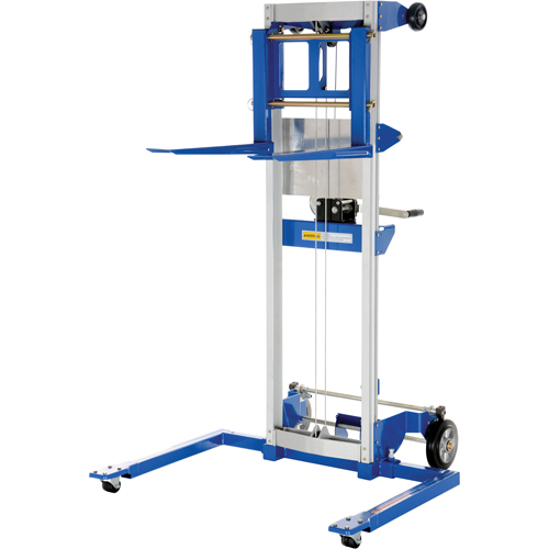 Vestil A-LIFT-S Fork Lift Stacker, Hand Winch Operated, 500 lbs. Capacity, 47" Max Lift