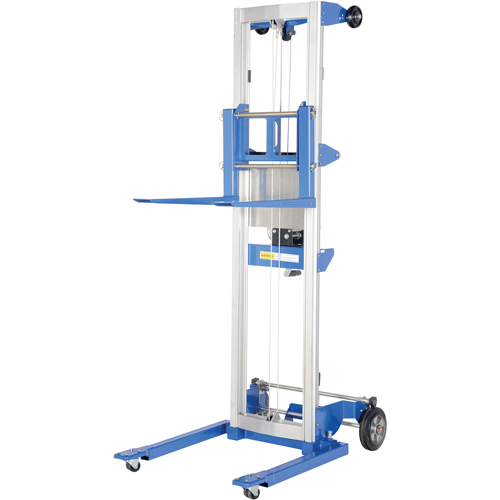 Vestil A-LIFT-S-EHP Fork Lift Stacker, Hand Winch Operated, 350 lbs. Capacity, 122" Max Lift