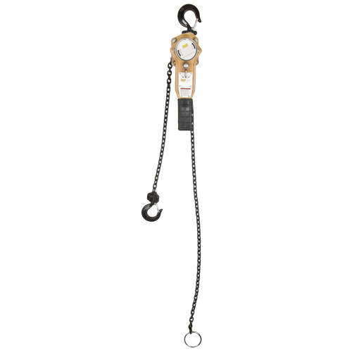 Vanguard Steel 3855 0502E Heavy Duty Gold Series Lever Chain Hoist, 5' Lift, 500 lbs. (0.25 tons) Capacity, Alloy Steel Chain