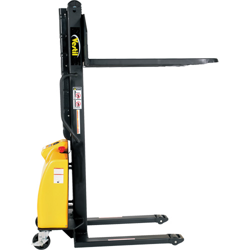 Vestil SLNM15-63-FF Narrow Mast Powered Lift Stacker, Electric Operated, 1500 lbs. Capacity, 63" Max Lift