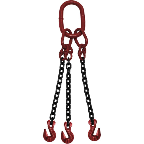 Vanguard Steel TOG803860 Chain Sling, Grade 80 Chain, Triple Legs, Oblong & Grab Hooks, 3/8" x 5'