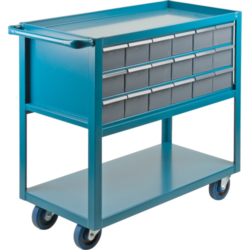 KLETON MA245 Chariot &agrave; tablette avec tiroir, 1200 lb Capacit&eacute;, Acier, 18" x la, 35" x ha, 36" p, Roues en Caoutchouc, Enti&egrave;rement soud&eacute;, 18 tirroirs
