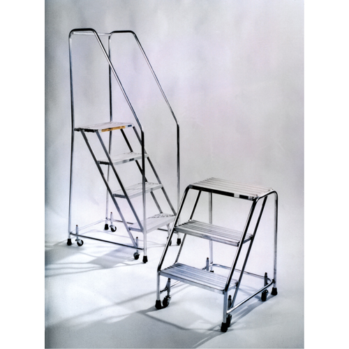 Ballymore A3S-RIB Rolling Ladders, 3 Steps, 18" Step Width, 28-1/2" Platform Height, Aluminum