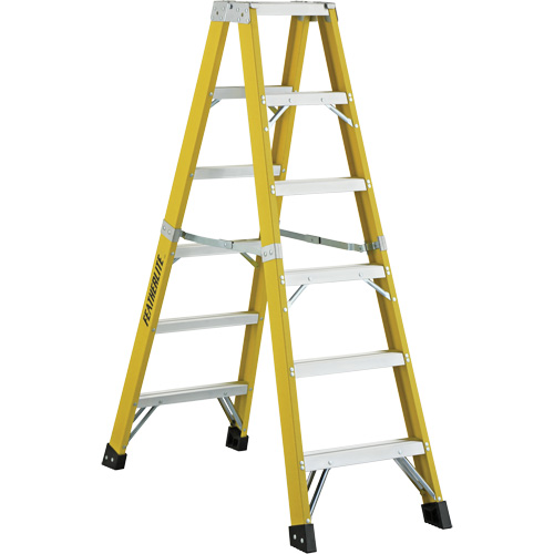 Featherlite 6606 6600 Series Industrial Heavy-Duty 2-Way Stepladders, Fibreglass, 300 lbs. Capacity, 6'