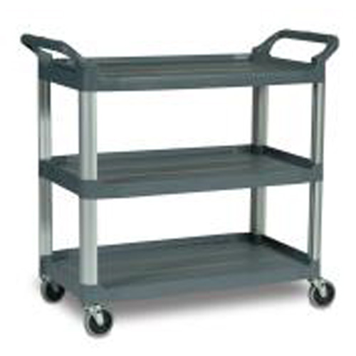 Rubbermaid FG409100GRAY Chariot utilitaire avec tablette et parois ouvrantes, 3 tiers, 40" x 37-7/8" x 20", Capacit&eacute; 300 lb
