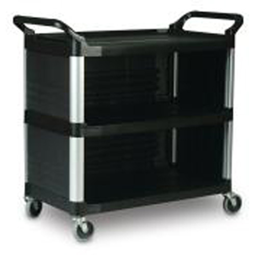 Rubbermaid FG409300BLA Service Utility Cart, 3 Tiers, 40-3/8" x 37-4/5" x 20", 300 lbs. Capacity