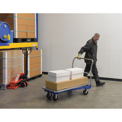 Vestil NPCT Platform Cart, 48" L x 24" W, 1500 lbs. Capacity, Mold-on Rubber Casters