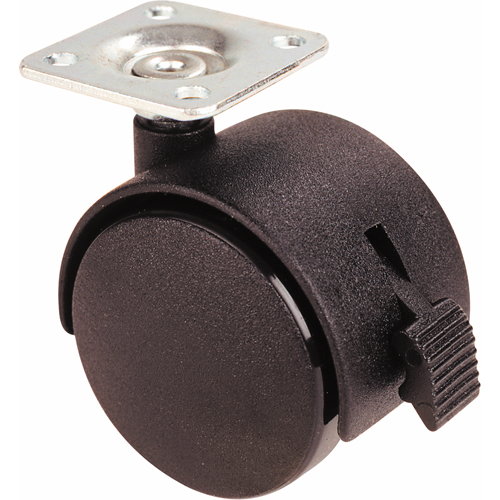 Algood 03T4-050-A15D-B Twin Wheel Casters (300/400 Series), Swivel with Brake, 2" (51 mm), Plastic, 75 lbs. (34 kg.)