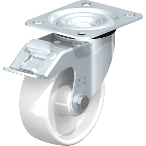 Blickle LE-PO 100R-FI White Caster, Swivel with Brake, 4" (101.6 mm), Polyamide, 275 lbs. (125 kg.)