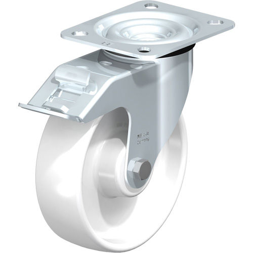 Blickle LE-PO 125R-FI Roulette blanche, Pivotant avec frein, 5" (127 mm), Polyamide, 275 lb (125 kg)