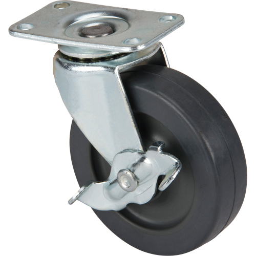 Algood S0833-A17D-SRG-SLB General Purpose Caster, Swivel with Brake, 3" (76 mm), Rubber, 90 lbs. (40.8 kg.)