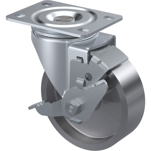 Algood S5043-A27D-SS-TLB General Purpose Caster, Swivel with Brake, 4" (101.6 mm), Steel, 300 lbs. (136 kg.)