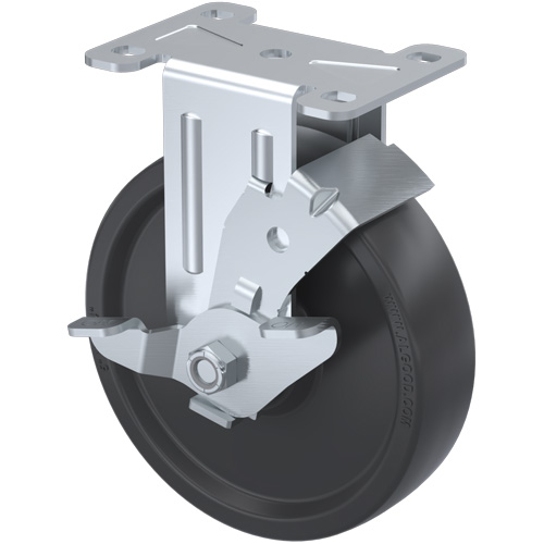 Algood S5033-A27D-U-TLB General Purpose Caster, Swivel with Brake, 3" (76 mm), Urethane, 350 lbs. (158.8 kg.)