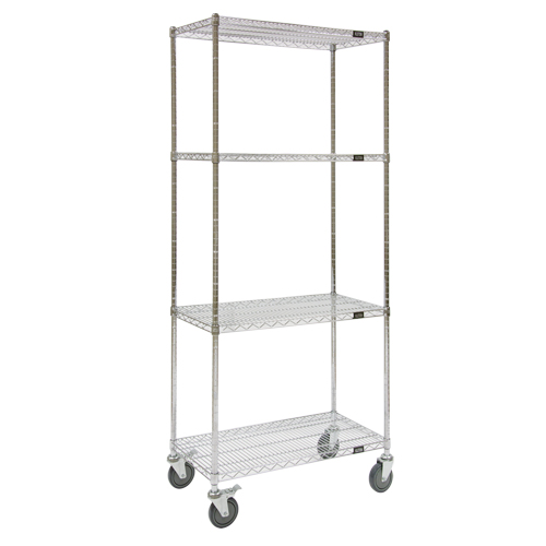 KLETON RL604 Wire Shelf Cart, Chrome Plated, 48" x 69" x 24", 800 lbs. Capacity