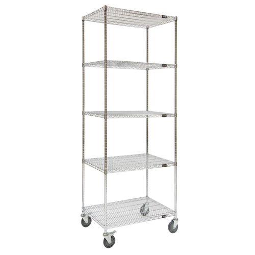 KLETON MJ534 Wire Shelf Cart, Chrome Plated, 48" x 92" x 18", 800 lbs. Capacity