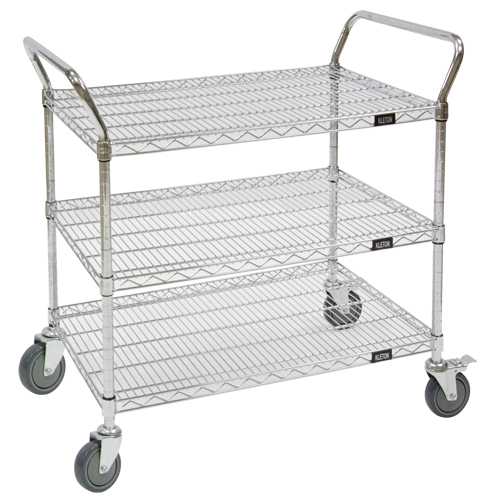 KLETON MJ541 Wire Mesh Utility Cart, Chrome Plated, 48" x 39" x 18", 800 lbs. Capacity