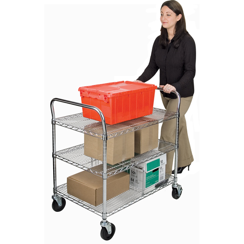 KLETON MK786 Wire Mesh Utility Cart, Chrome Plated, 48" x 39" x 24", 800 lbs. Capacity