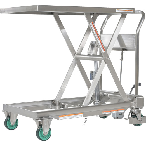 Vestil CART-550-SS Hydraulic Scissor Lift Table, 31-1/2" L x 19-1/2" W, Stainless Steel, 550 lbs. Capacity