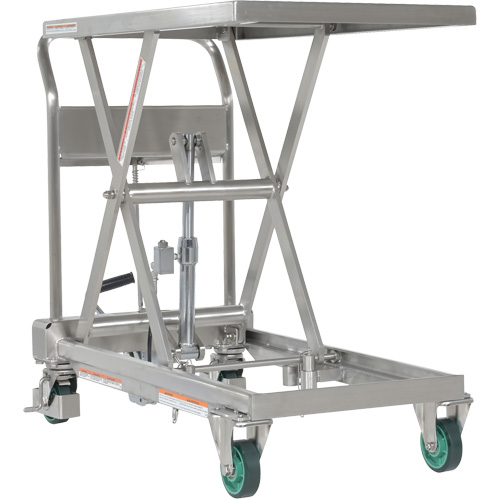 Vestil CART-550-SS Hydraulic Scissor Lift Table, 31-1/2" L x 19-1/2" W, Stainless Steel, 550 lbs. Capacity