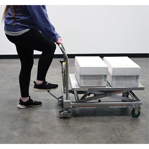 Vestil CART-550-SS Hydraulic Scissor Lift Table, 31-1/2" L x 19-1/2" W, Stainless Steel, 550 lbs. Capacity