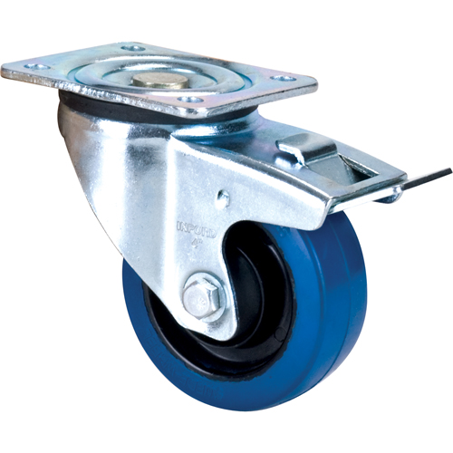 KLETON ML342 Blue Caster, Swivel with Brake, 4" (101.6 mm), Rubber, 350 lbs. (158.8 kg.)