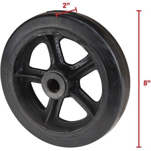 KLETON ML813 Mold-On Rubber Wheel, 8" (203 mm) Dia. x 2" (51 mm) W, 400 lbs. (181 kg.) Capacity
