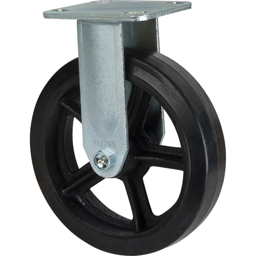 KLETON ML853 Mold-on Caster, Rigid, 8" (203.2 mm), Rubber, 660 lbs. (299 kg.)