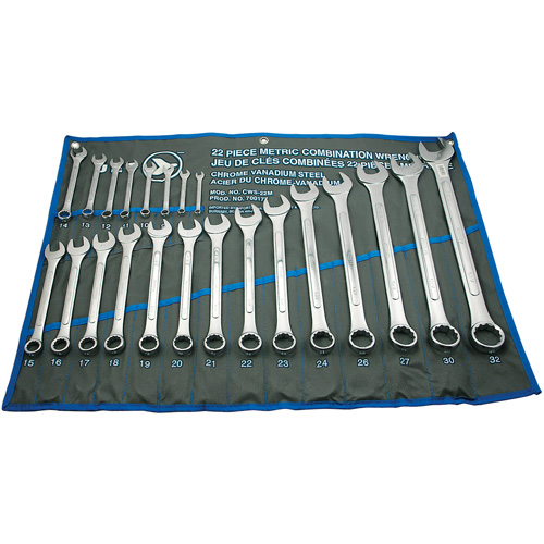 JET 700177 Raised Panel Combination Wrench Set, Combination, 22 Pieces, Metric