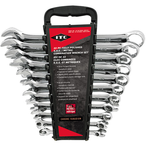 JET 020219 ICWP-22SM Wrench Set, Combination, 22 Pieces, Imperial and Metric