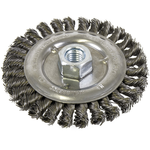 JET 553322 Standard Face Knot Wire Wheel Threaded, 5" Dia., 0.022" Fill, 5/8"-11 Arbor, Steel