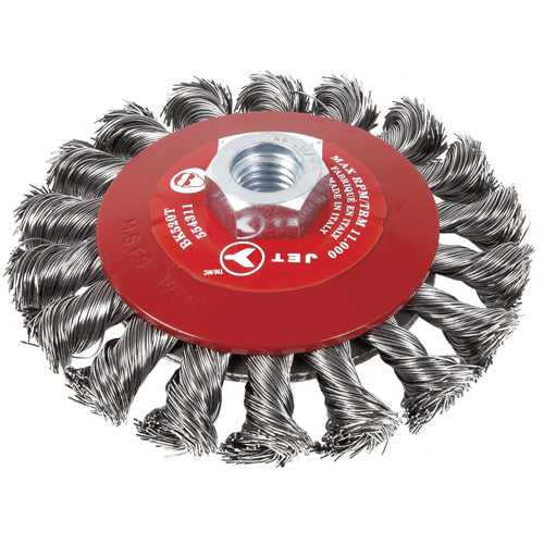 JET 554311 Brosse conique &agrave; fils torsad&eacute;s BK520T, Dia. 5", Arbre 5/8-11