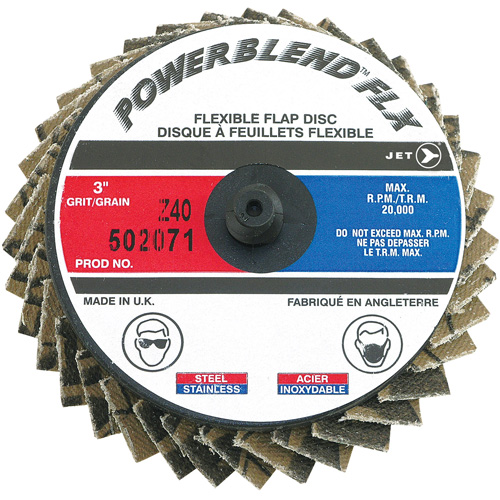 JET 502071 Powerblend FLX Roll-on Flap Disc, 3" x Type R, Z40 Grit, Zirconia Alumina