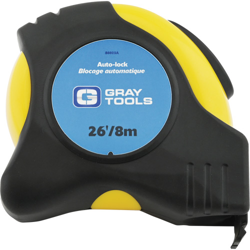 Gray Tools 86025A Auto-Lock Tape Measure, 1" x 26/8 m, Imperial & Metric Graduations