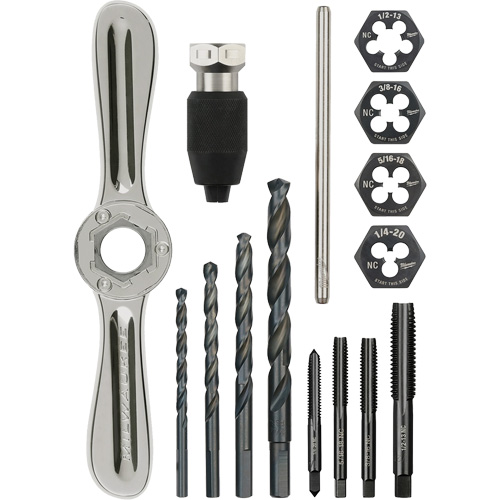 Milwaukee 49-22-5602 Tap and Die Set with Hex-Lok 2-in-1 Handle, 15 Pieces