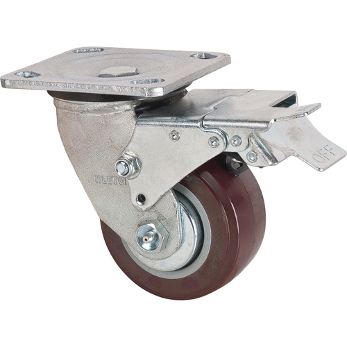 KLETON MN264 Roulette, Pivotant avec frein, 4" (101,6 mm), Polyur&eacute;thane, 