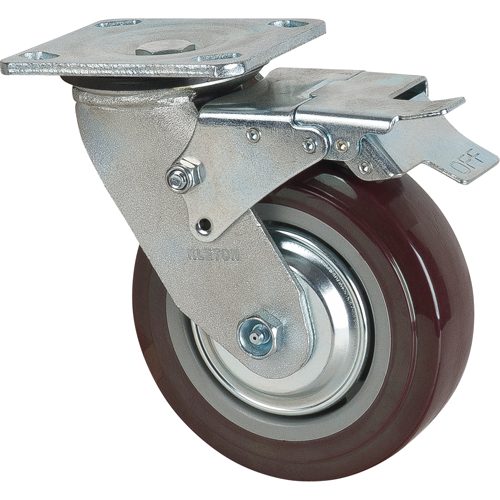 KLETON MN266 Roulette, Pivotant avec frein, 6" (152,4 mm), Polyur&eacute;thane, 850 lb (385 kg)