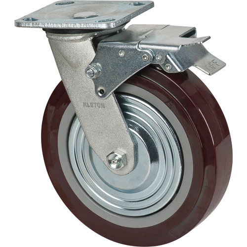 KLETON MN267 Roulette, Pivotant avec frein, 8" (203,2 mm), Polyur&eacute;thane, 1000 lb (453,6 kg)